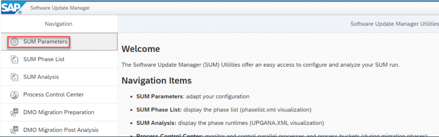 SUM options to change entered parameters during upgrade - BuddySAP